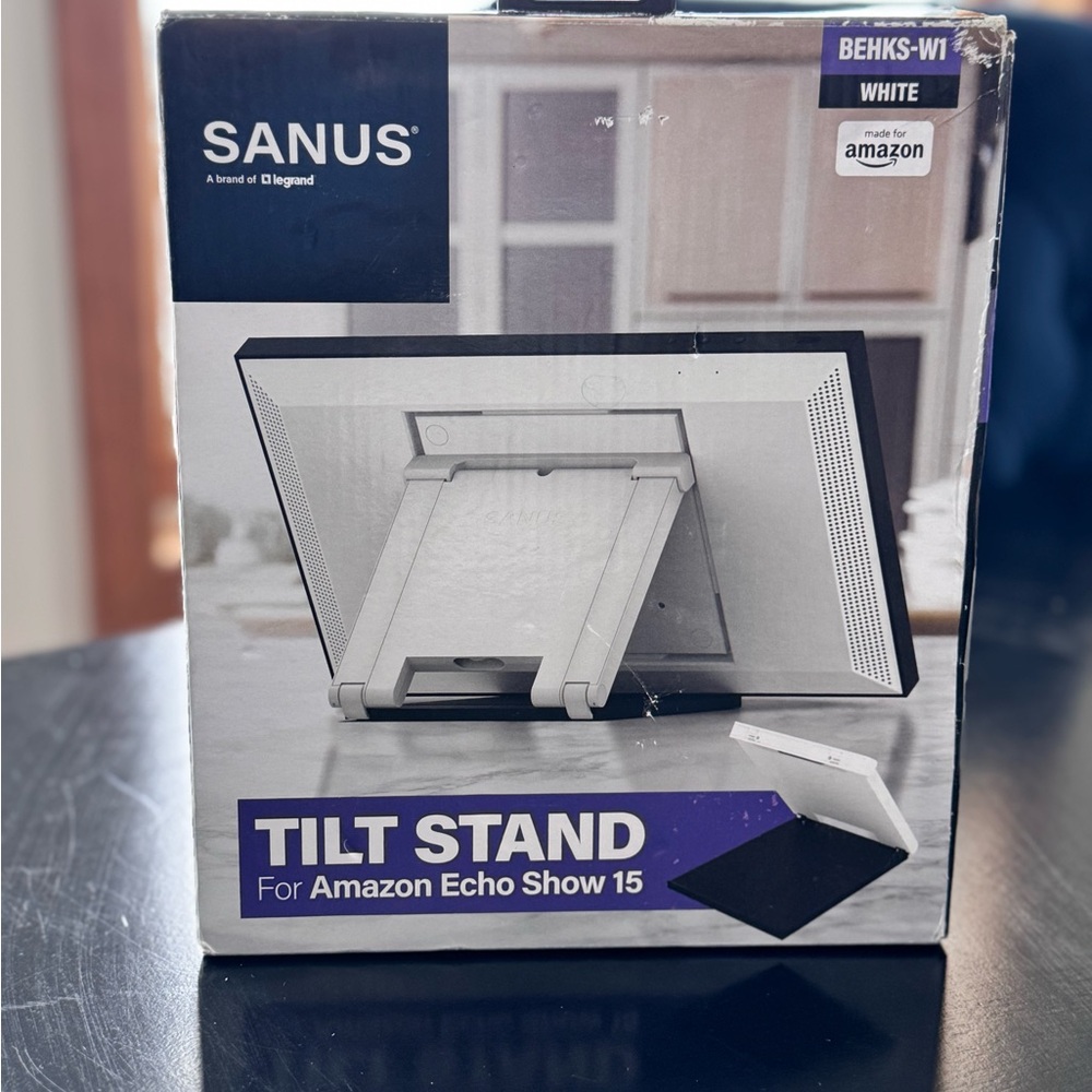 White Tilt Stand for Amazon Echo Show 15 by Sanus